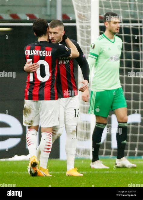 Ac Milans Hakan Calhanoglu Celebrates Scoring Hi Res Stock Photography