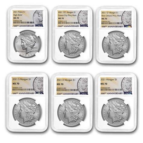 Buy 6 Coin 2021 Morgan Peace Dollar Set Ms 70 Ngc Apmex