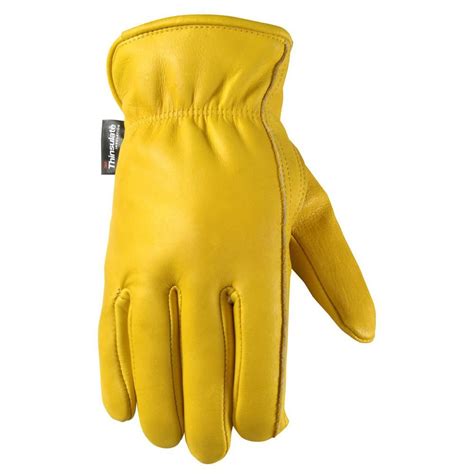 Mens Ultra Comfort Insulated Grain Cowhide Leather Work Gloves Extra