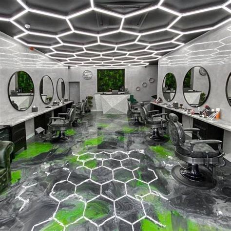 Hexagon Lighting In A Barbershop Hexagrid Barber Getlitledlighting