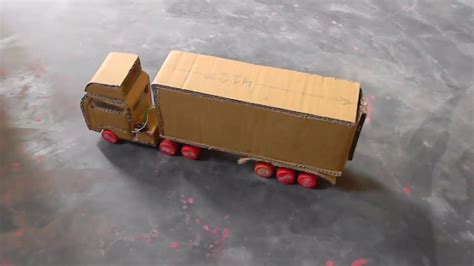 How To Make A Truck With Motor Container Truck Model Out Of Cardboard Youtube