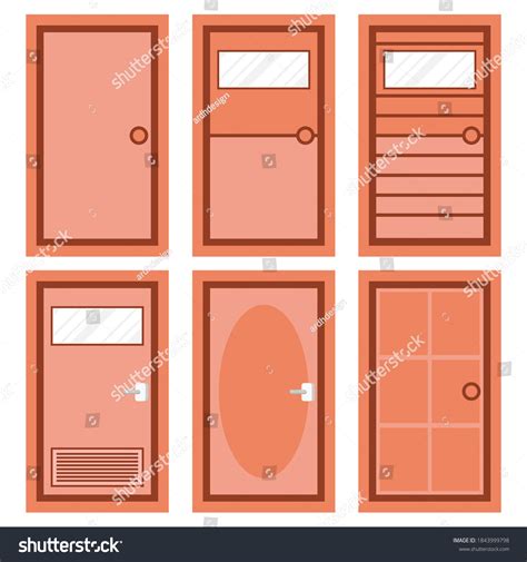 Brown Wooden Doors Flat Design Stock Vector Royalty Free 1843999798