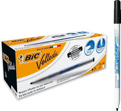 Bic Velleda Whiteboard Stiften Dunne Kogelpunt Zwart Doos Van