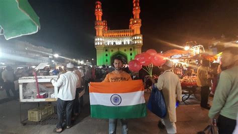 Photos: Charminar illuminated with tricolour lights