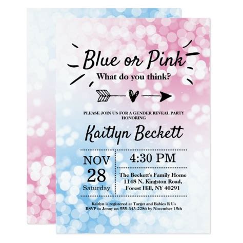 Modern Blue Or Pink Gender Reveal Party Invitation