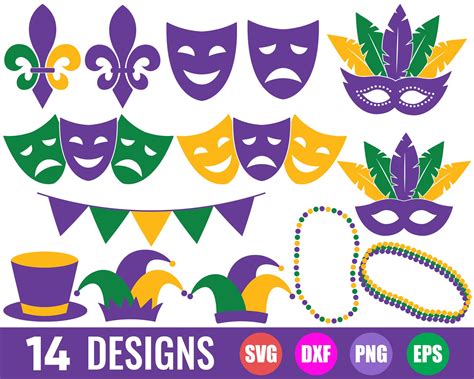 Mardi Gras Svg Bundle Mardi Gras Clipart Mardi Gras Carnival Etsy