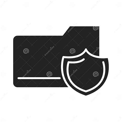 Cyber Security And Information Or Network Protection Data Shield Silhouette Style Icon Stock