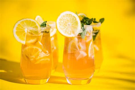 Lemonade Homemade, Yellow Background Stock Photo - Image of soda ...