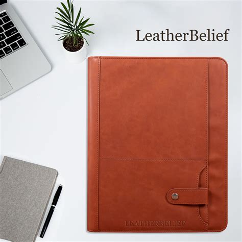 Engraved Business Leather Portfolio A Zipper Folio Pu Leather Folder