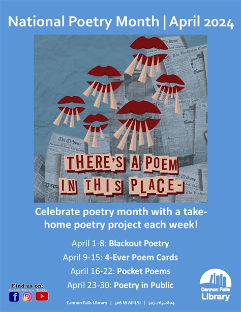 National Poetry Month April Cannon Falls Library