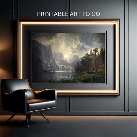 Printable Old West Landscape Painting Albert Bierstadt S Among The