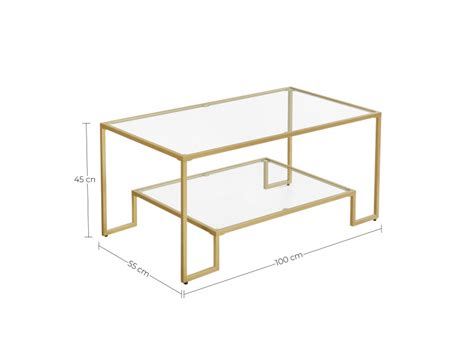 Vasagle table basse table de salon 2 niveaux en verre trempé cadre