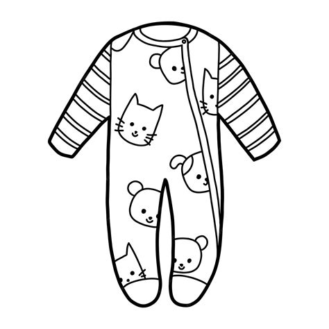 Livre De Coloriage Pour Enfants Pyjama Bébé Avec Des Animaux Vecteur