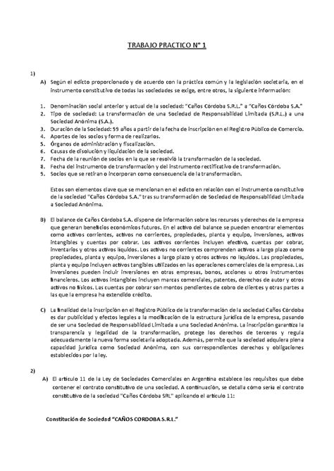 Tp 1 juridico tp aprobado TRABAJO PRACTICO N 1 1 A Según el