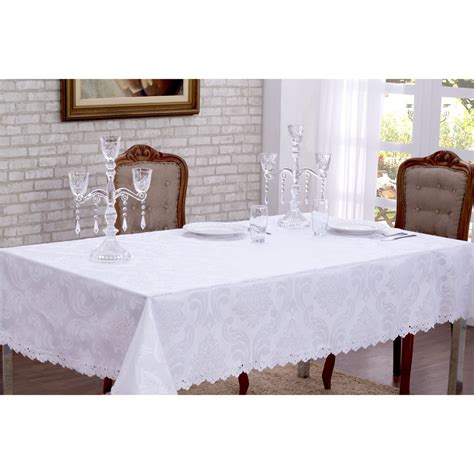 Toalha De Mesa Jacquard Branca Quadrada Submarino