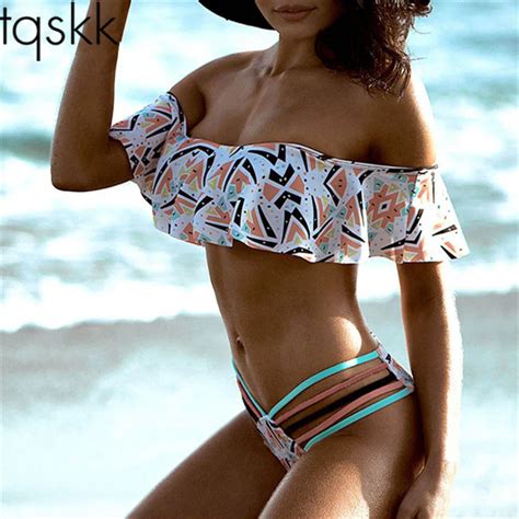 Tqskk Fallbala Bikinis Women Swimsuit Female Swimwear 2018 New Sexy