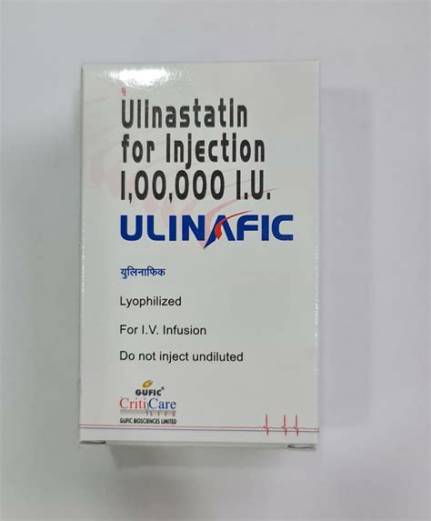 Ulinafic Ulinastatin Injection 100000 Packaging Type 1 Ml In 1 Vial