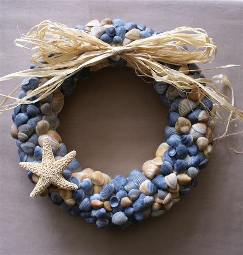 Seashell Wreath 11 Blue Beach Wreath Coastal Decor