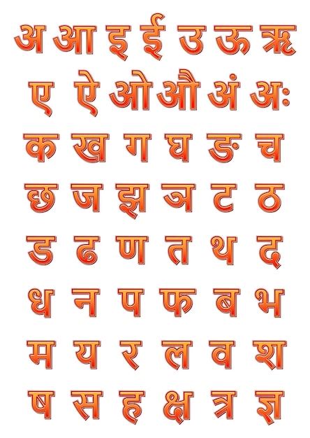 Premium Vector Complete Set Of Hindi Alphabet Chart