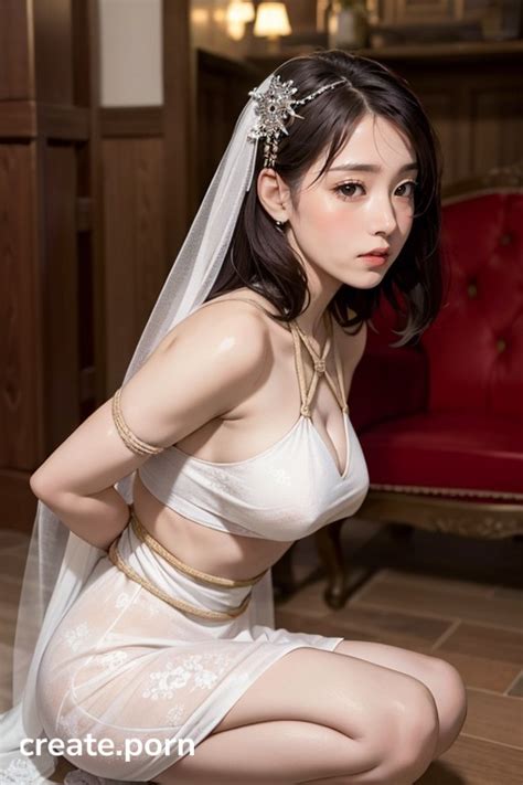 Wedding Dress Kneeling Shibari AI Porn