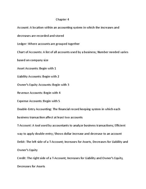 Chapter 4 Summary - Introductory Accounting - Chapter 4 Account: A