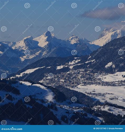 Swiss Village Aigle in Winter Stock Image - Image of leisure, town ...