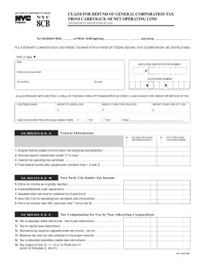 Fillable Online Nycppf Nyc Claim For Refund Of General Corporation Tax