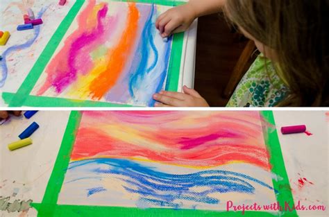 Create stunning chalk pastel sunsets with kids - Projects with Kids