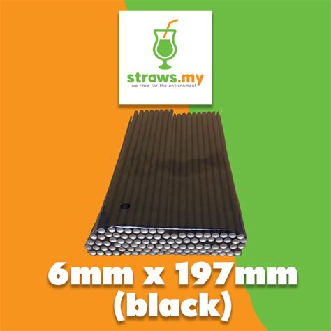 6mm Black Paper Straws 10000pcs Flat End Straw Kertas Hitam