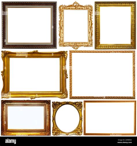 Collection of old empty art frames in different shapes isolated Stock Photo - Alamy