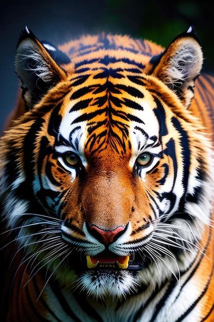 Premium Ai Image Closeup Front View Portrait Of Roaring Tiger