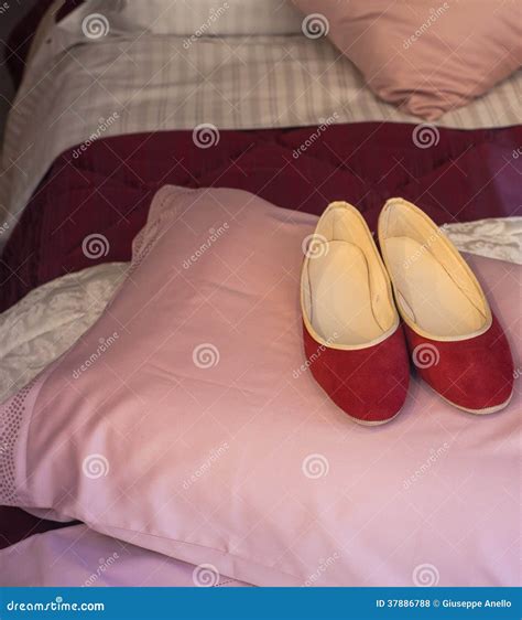 Red Slippers Stock Photo Image Of Cosy Footwear Household 37886788