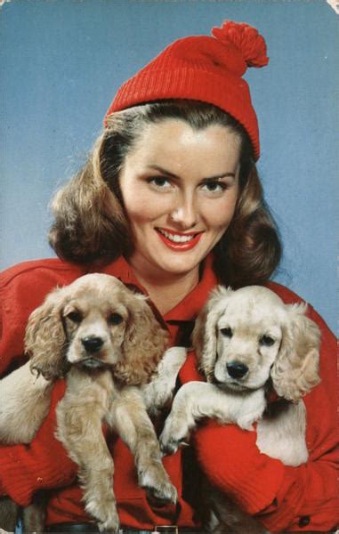 Woman Holding Two Puppies Jay Hoops Studios Ad Advertising Postcard