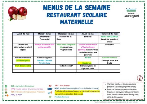 Menu Maternelle Ville De Launaguet