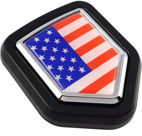 Amazon Usa American Flag Car Truck Black Shield Grill Badge Chrome