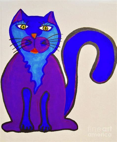 Purple CAt Drawing by Lisa Kleiner - Fine Art America