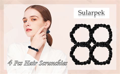 Sularpek Hair Scrunchies Pcs Satin Hair Ties Black Elastic Bands