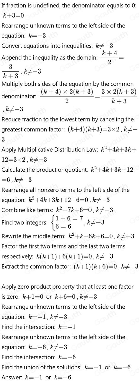 Solved Cari Nilai K Dalam Persamaan Kuadratik Yang Berikut Find The