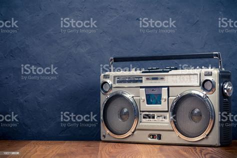 Retro Boombox Ghetto Blaster Outdated Portable Radio Receiver With Cassette Recorder From 80s