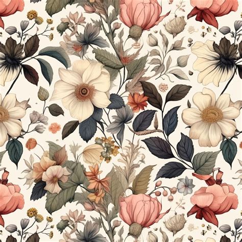 Premium Ai Image There Is A Floral Pattern With Many Different