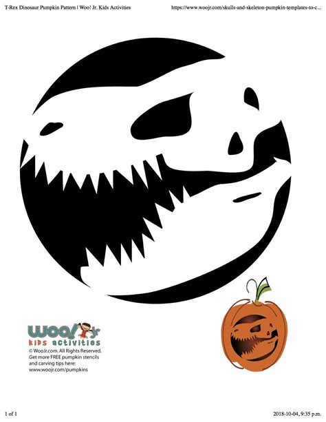 Printable Dinosaur Pumpkin Stencil