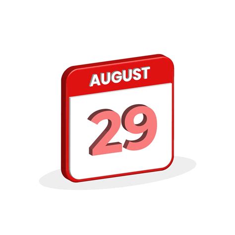 29th August Calendar 3d Icon 3d August 29 Calendar Date Month Icon