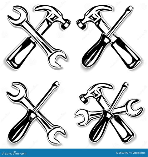 Hammer And Screwdriver And Wrench Set Icon Stock Vector Illustration