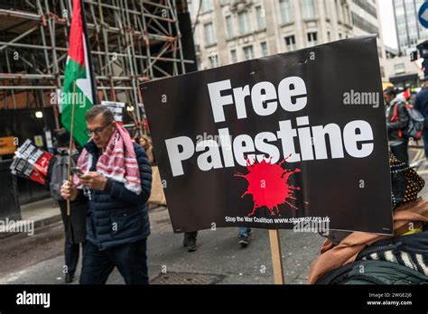 London Uk Rd February Free Palestine Banner Held By A Peace