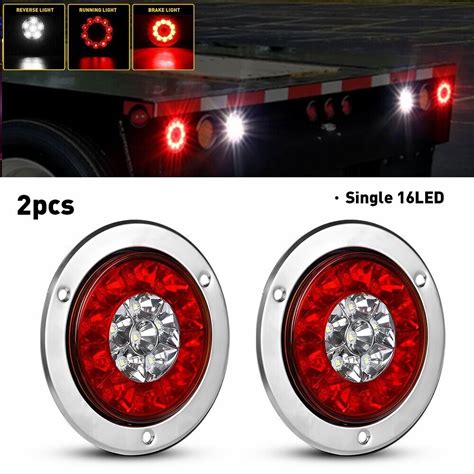 Inch Red White Round Led Truck Trailer Stop Turn Tail Signal Brake