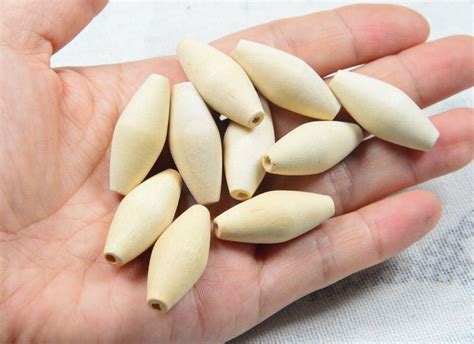 20 Pcs Unfinished Bicone Wooden Beads Wood Double Cone Etsy