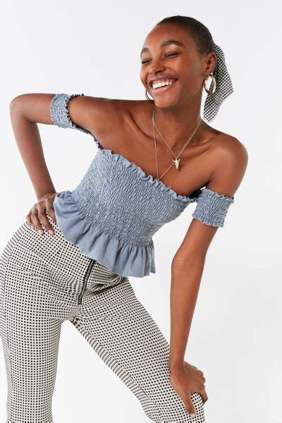 Truly Madly Deeply Off The Shoulder Smocked Top Urban Outfitters