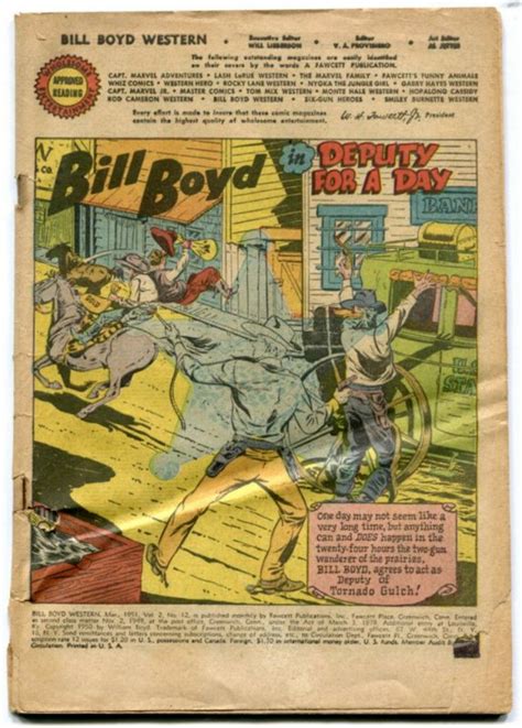 Bill Boyd Western 12 Coverless Fawcett 1951 Hopalong Cassidy Comic Books Modern Age