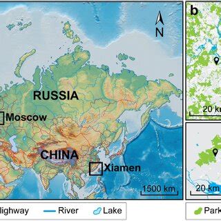 Location of the study sites. a The map shows Moscow as an inland city ...