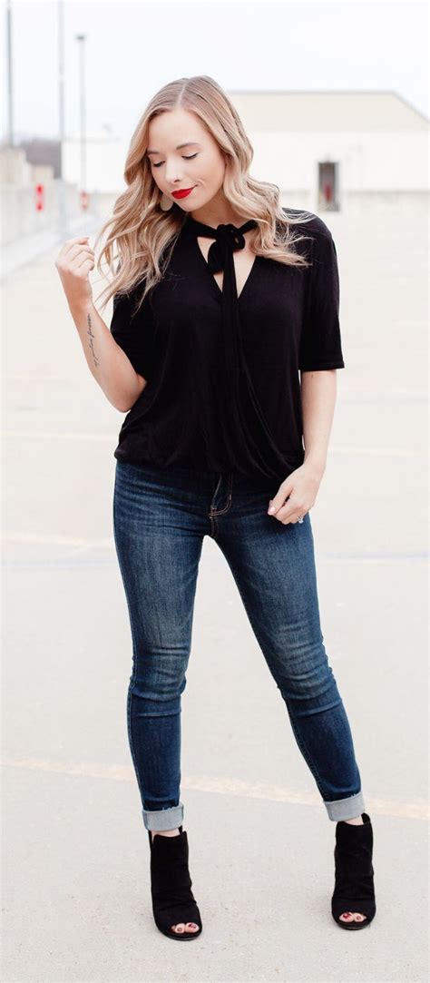 Black Top And Jeans Outfit Coffee With Summer Black Top And Jeans